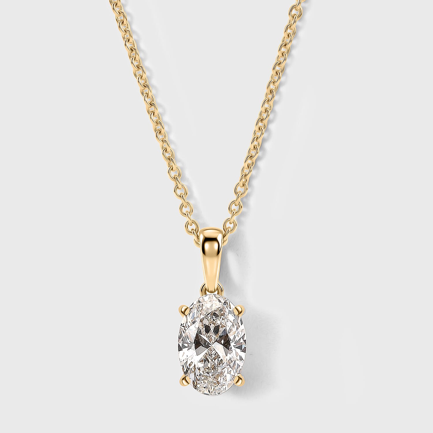 Luxuriant - SGL Certified Lab Grown Diamond (SI-G-H) Pendant with Chain (Size 20) in 18K Vermeil Yellow Gold Plated Sterling Silver 2.00 Ct.
