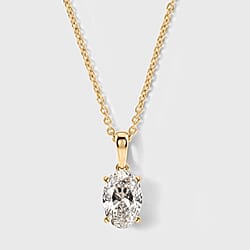 LUXURIANT 2 Ct. Lab Grown Diamond Cushion-Cut Solitaire Pendant with Chain (Size 20) in 18K Vermeil Yellow Gold Plated Sterling Silver, SGL Certified (SI-G-H)