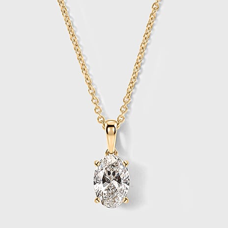 Luxuriant - SGL Certified Lab Grown Diamond (SI-G-H) Pendant with Chain (Size 20) in 18K Vermeil Yellow Gold Plated Sterling Silver 2.00 Ct.