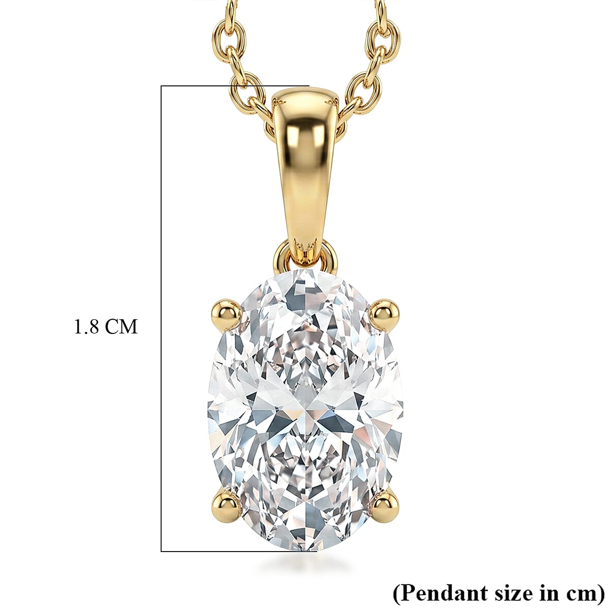 Luxuriant - SGL Certified Lab Grown Diamond (SI-G-H) Solitaire Pendant with Chain (Size 20) in 18K Vermeil Yellow Gold Plated Sterling Silver 2.00 Ct.