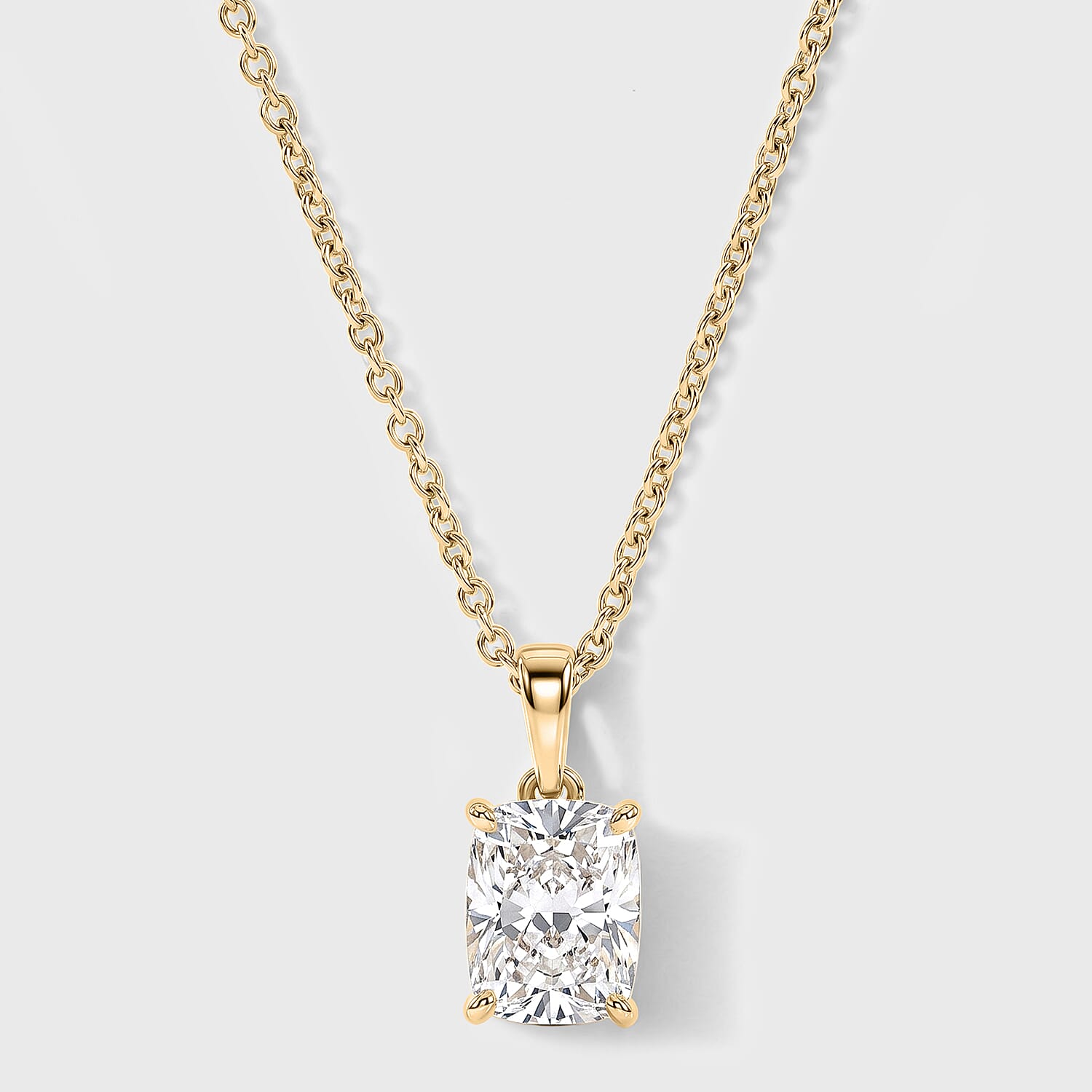 Luxuriant - SGL Certified Lab Grown Diamond (SI-G-H) Pendant with Chain (Size 20) in 18K Vermeil Yellow Gold Plated Sterling Silver 2.00 Ct.
