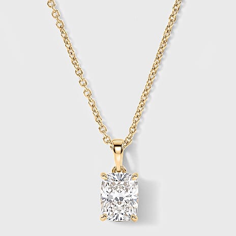 Luxuriant - SGL Certified Lab Grown Diamond (SI-G-H) Pendant with Chain (Size 20) in 18K Vermeil Yellow Gold Plated Sterling Silver 2.00 Ct.