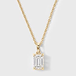 LUXURIANT 2 Ct. Lab Grown Diamond Cushion-Cut Solitaire Pendant with Chain (Size 20) in 18K Vermeil Yellow Gold Plated Sterling Silver, SGL Certified (SI-G-H)