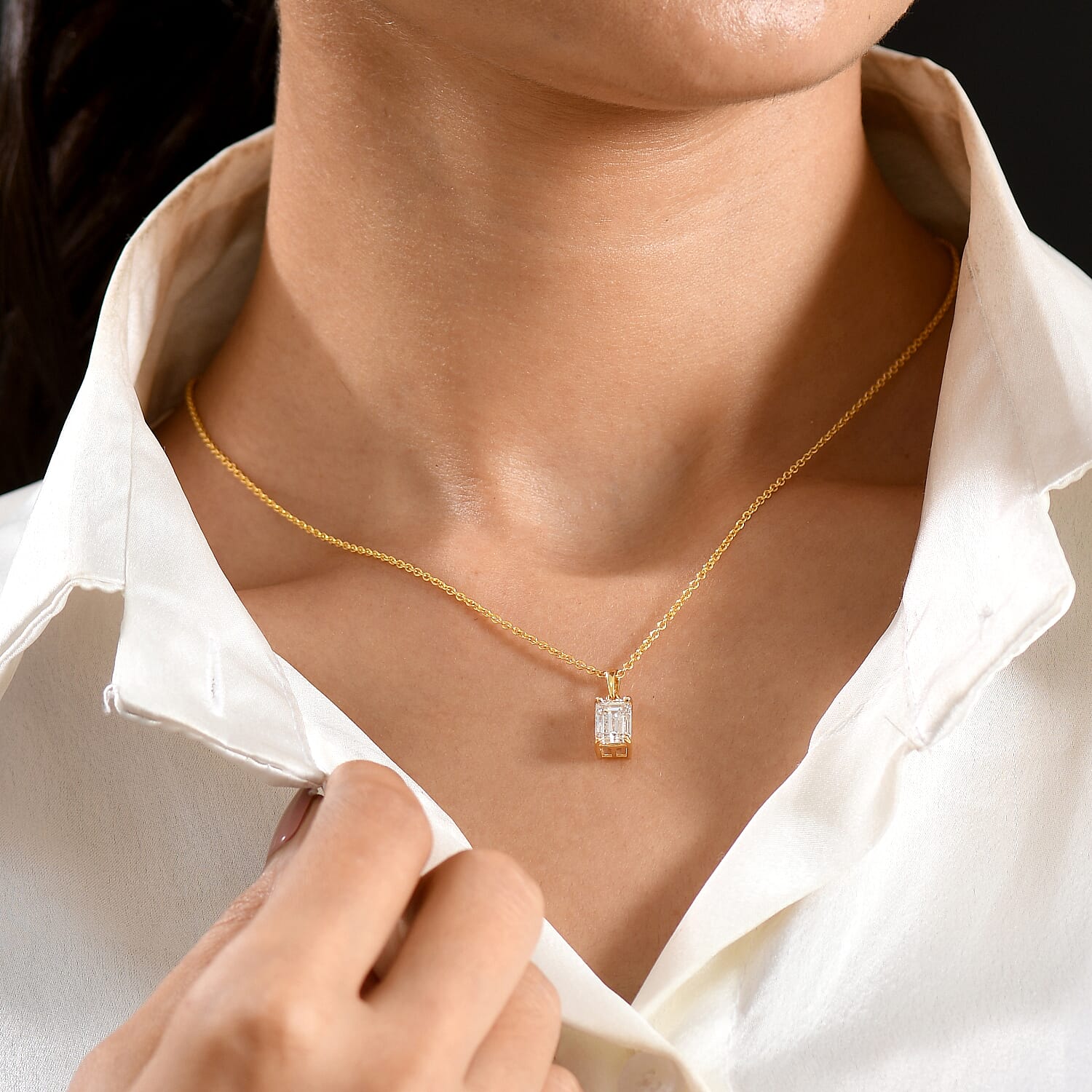 Luxuriant - SGL Certified Lab Grown Diamond (SI-G-H) Pendant with Chain (Size 20) in 18K Vermeil Yellow Gold Plated Sterling Silver 2.00 Ct.
