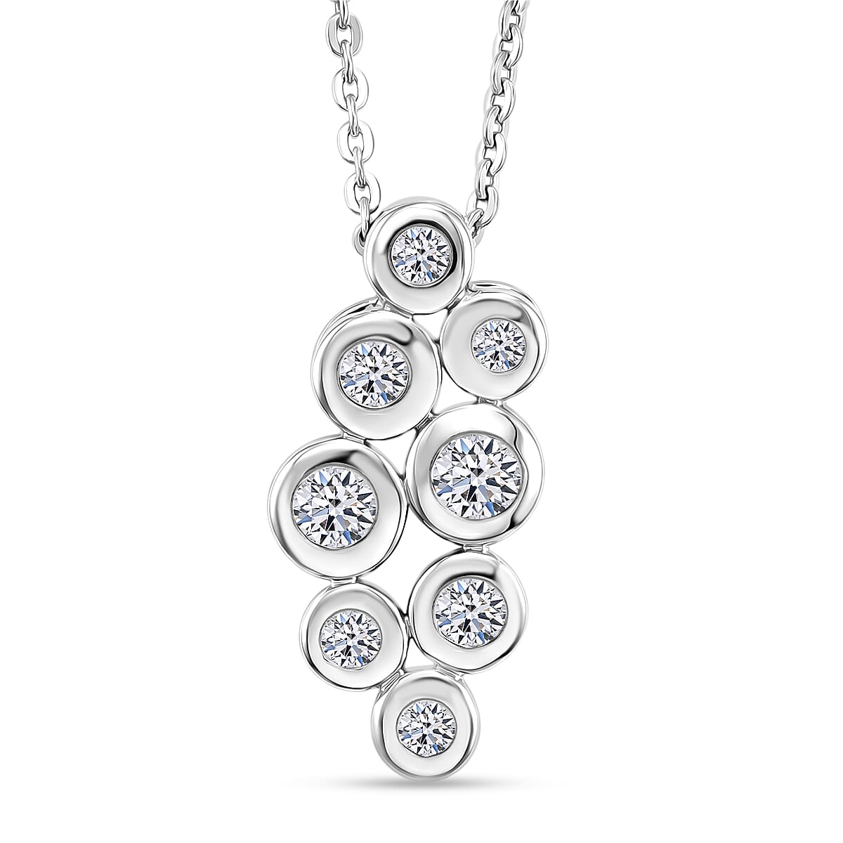 Luxuriant - Lab Grown Diamond (SI-G-H) Pendant with Chain (Size 20) in Rhodium Overlay Sterling Silver 0.33 Ct.