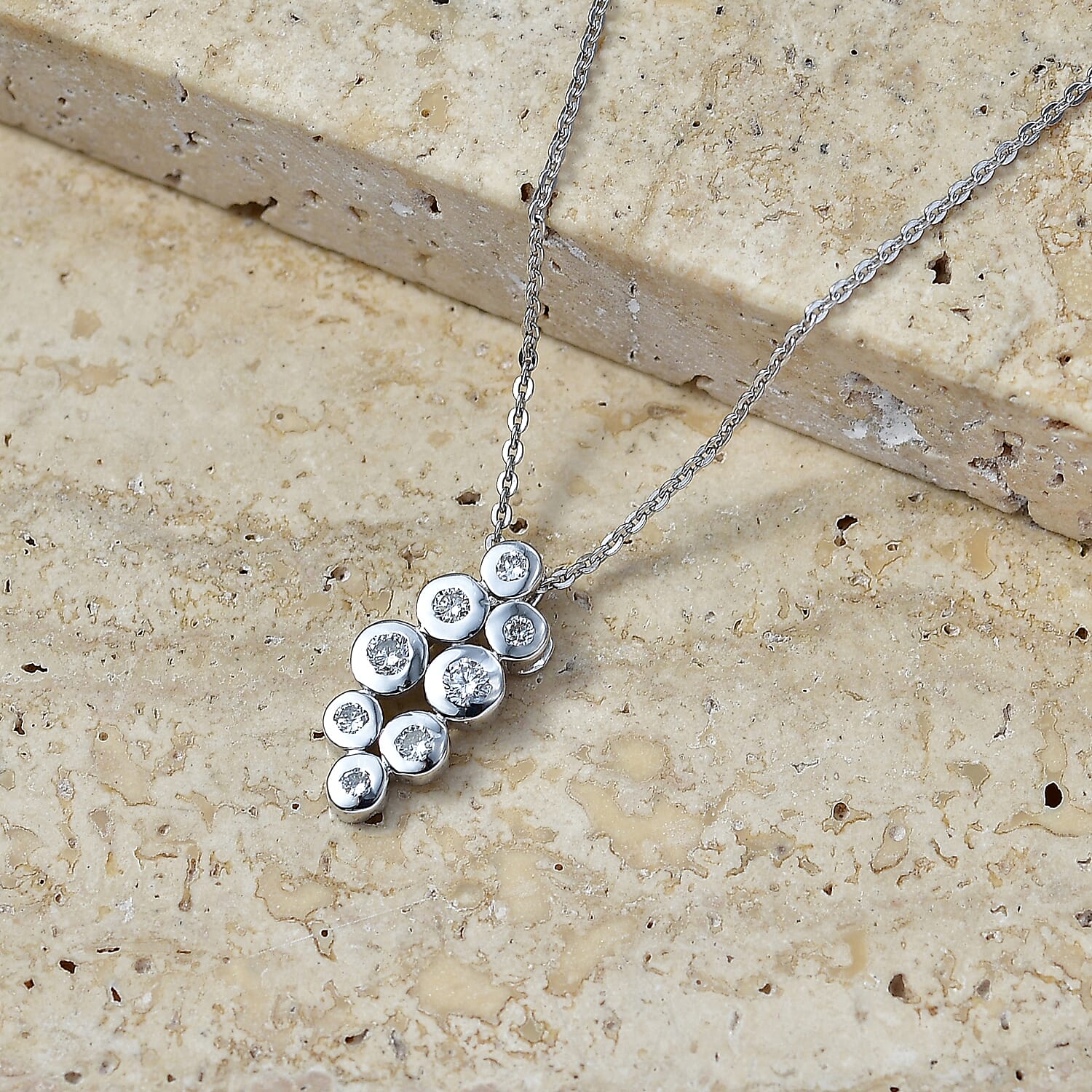 Luxuriant - Lab Grown Diamond (SI-G-H) Pendant with Chain (Size 20) in Rhodium Overlay Sterling Silver 0.33 Ct.