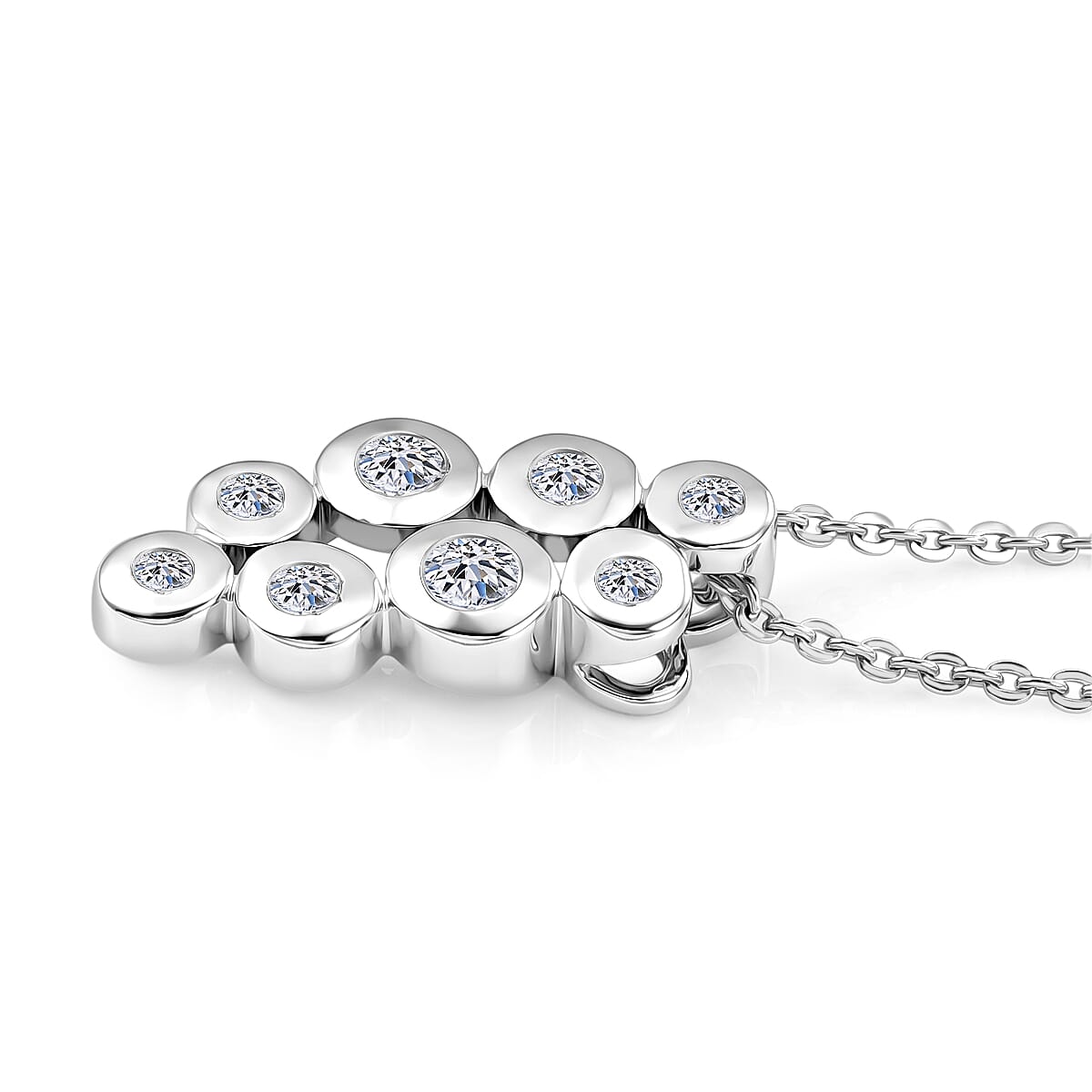 Luxuriant - Lab Grown Diamond (SI-G-H) Pendant with Chain (Size 20) in Rhodium Overlay Sterling Silver 0.33 Ct.
