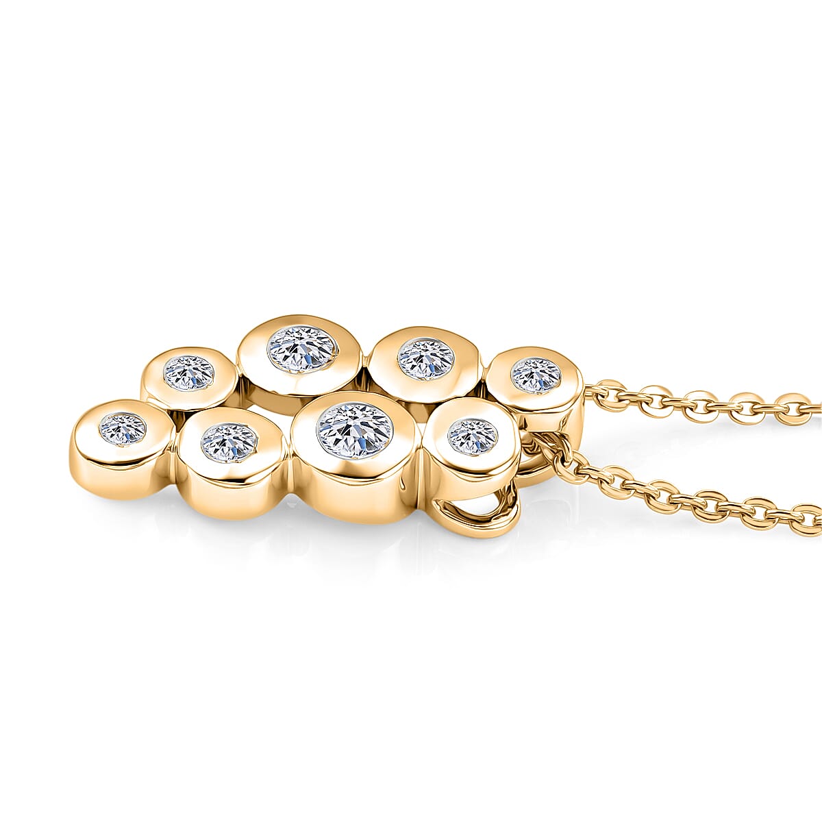 Luxuriant - Lab Grown Diamond (SI-G-H) Cluster Drop Pendant with Chain (Size 20) in 18K Vermeil Yellow Gold Plated Sterling Silver 0.33 Ct.
