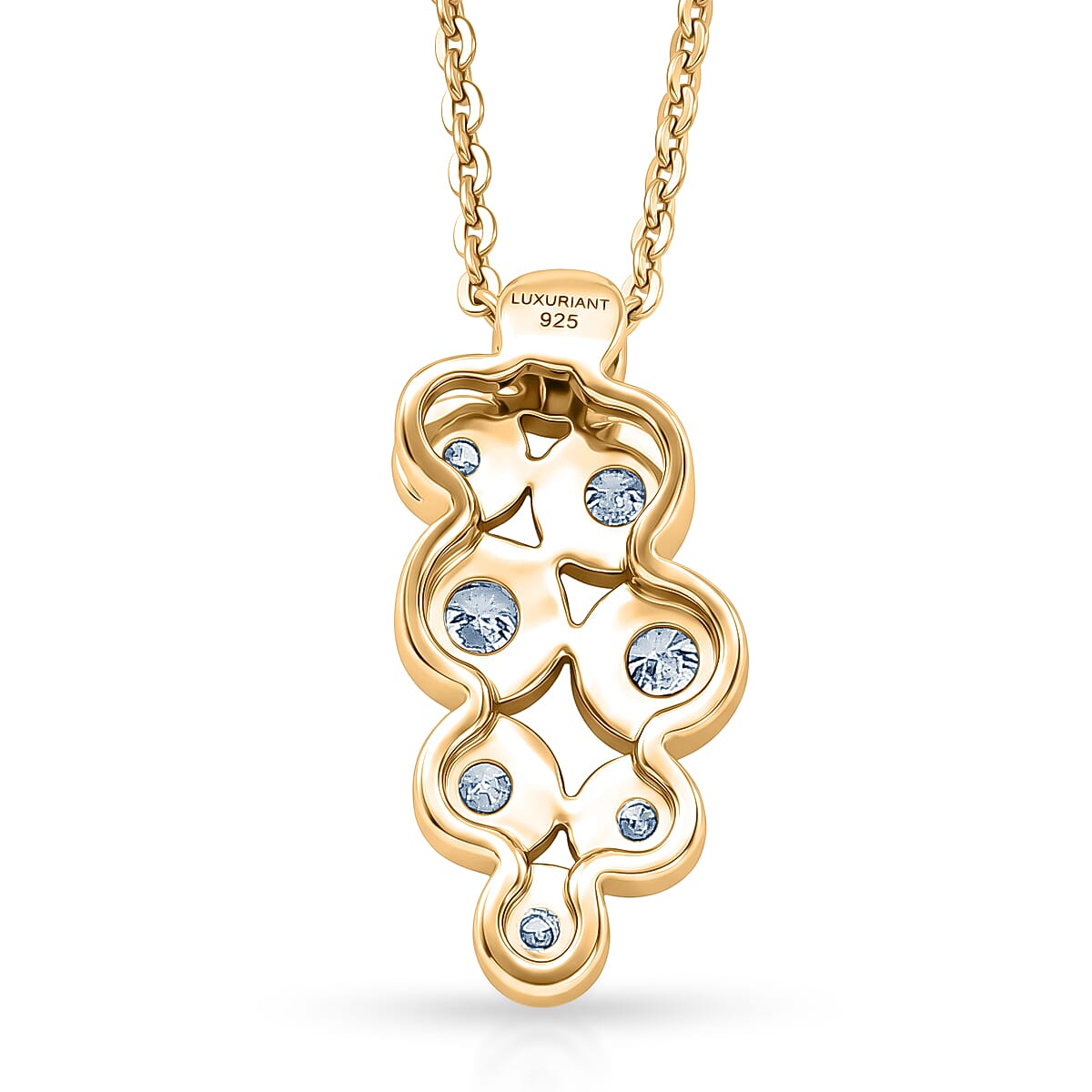 Luxuriant - Lab Grown Diamond (SI-G-H) Cluster Drop Pendant with Chain (Size 20) in 18K Vermeil Yellow Gold Plated Sterling Silver 0.33 Ct.