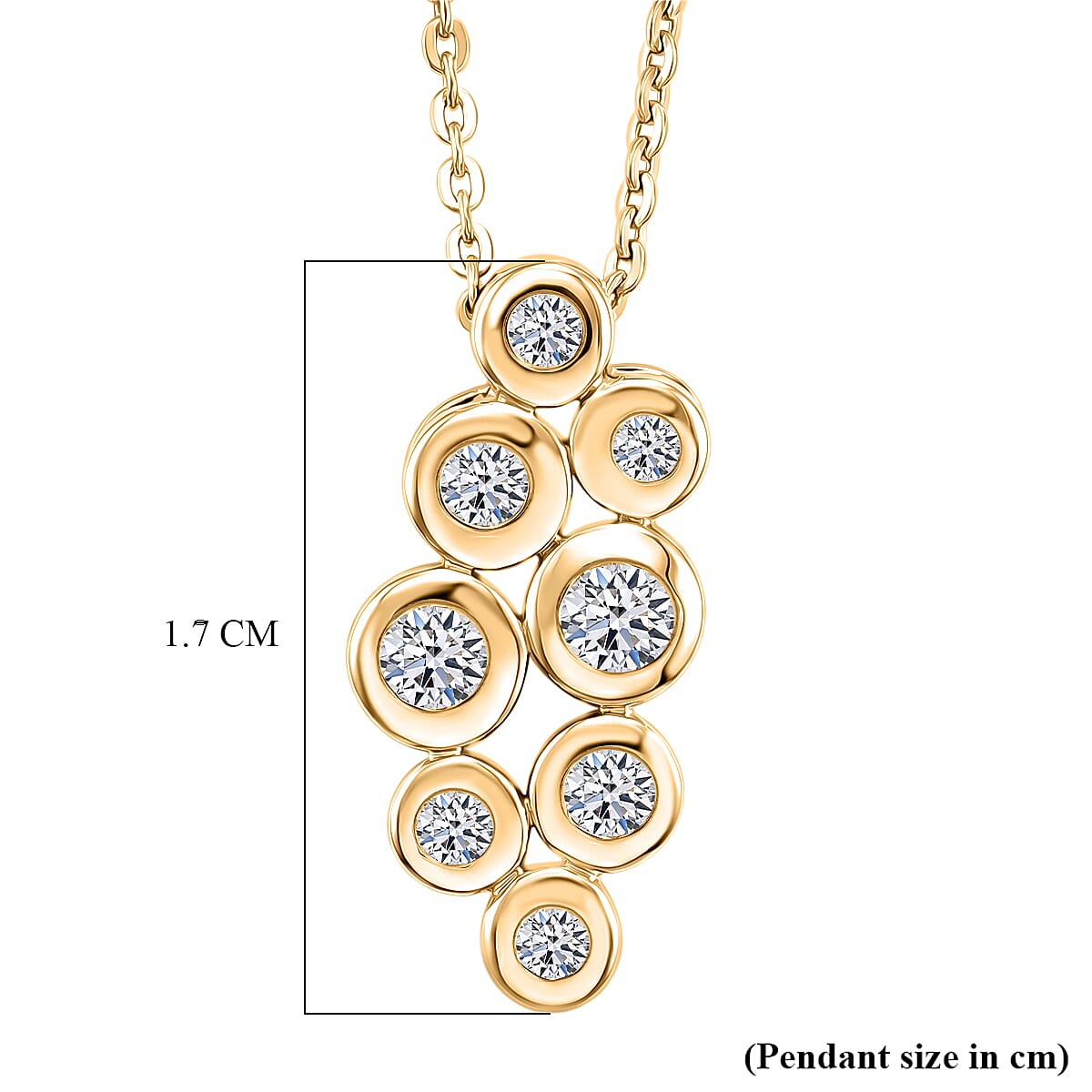 Luxuriant - Lab Grown Diamond (SI-G-H) Cluster Drop Pendant with Chain (Size 20) in 18K Vermeil Yellow Gold Plated Sterling Silver 0.33 Ct.