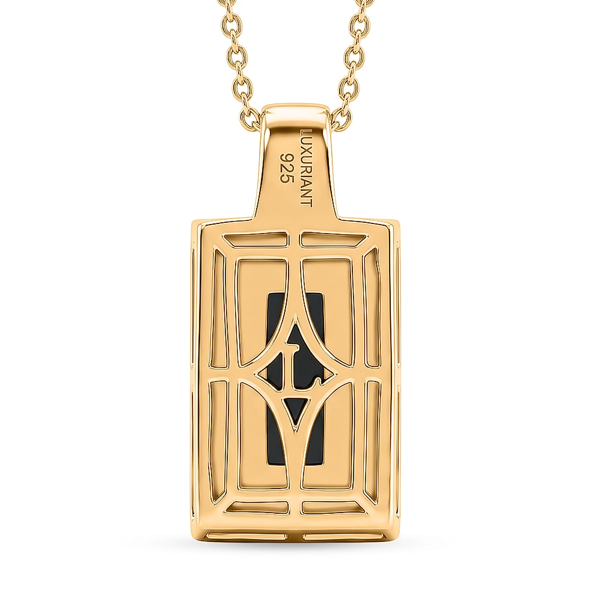 Luxuriant - Ammolite & Lab Grown Diamond (SI-G-H) Prismatic Pendant with Chain (Size 20) in 18K Vermeil Yellow Gold Plated Sterling Silver 1.20 Ct.