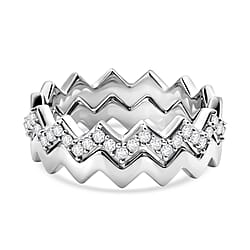Set of 2 - Moissanite Stackable Ring in Sterling Silver Wt. 7 Gms 0.130 Ct.