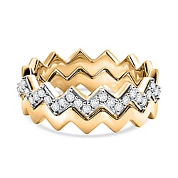 Set of 2 - Moissanite Stackable Ring in Sterling Silver Wt. 7 Gms 0.130 Ct.