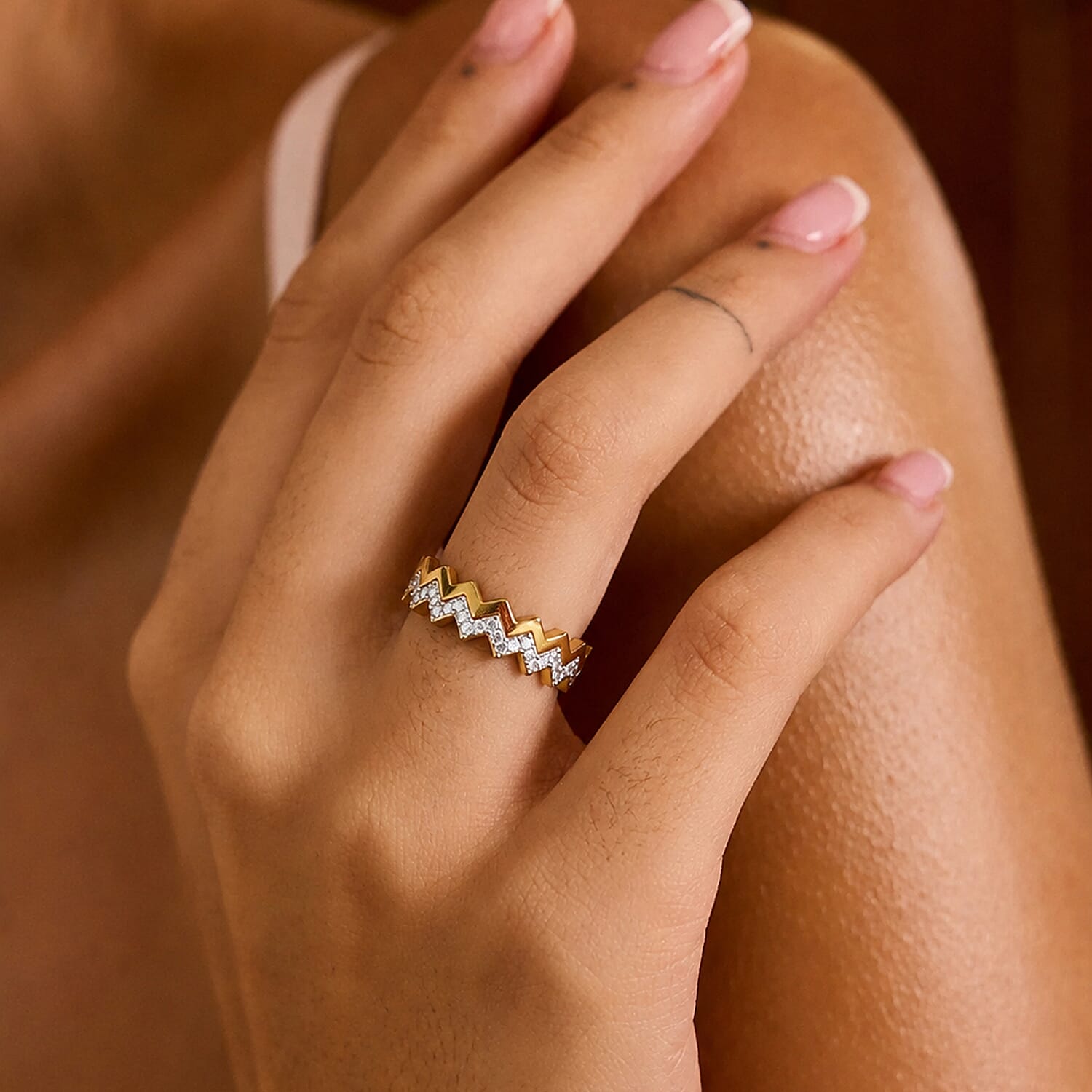 Set of 2 - Moissanite Stackable Ring in Sterling Silver Wt. 7 Gms 0.130 Ct.