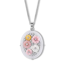 D'Joy - African Amethyst & Multi-Gemstone Floral Vine Pendant with Chain (Size 18) in Rhodium Overlay Sterling Silver 10.90 Ct.