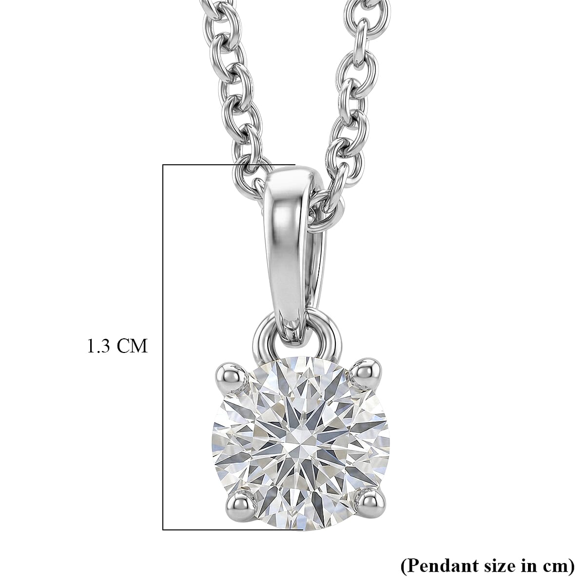 Moissanite Pendant with Chain (Size 20) in Rhodium Overlay Sterling Silver  0.760  Ct.