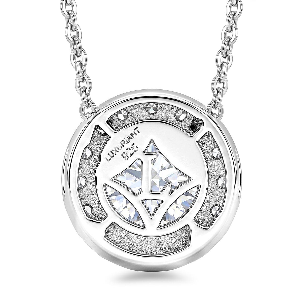 Luxuriant - Lab Grown Diamond (SI-G-H) Halo Pendant with Chain (Size 20) in Rhodium Overlay Sterling Silver 1.26 Ct.