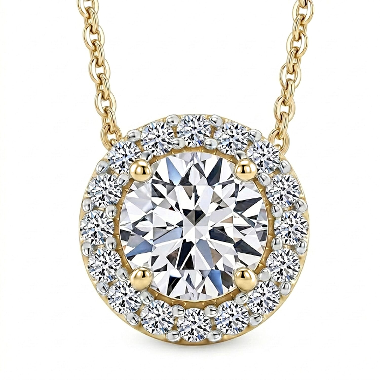 Luxuriant - Lab Grown Diamond (SI-G-H) Pendant with Chain (Size 20) in 18K Vermeil Yellow Gold Plated Sterling Silver 1.26 Ct.