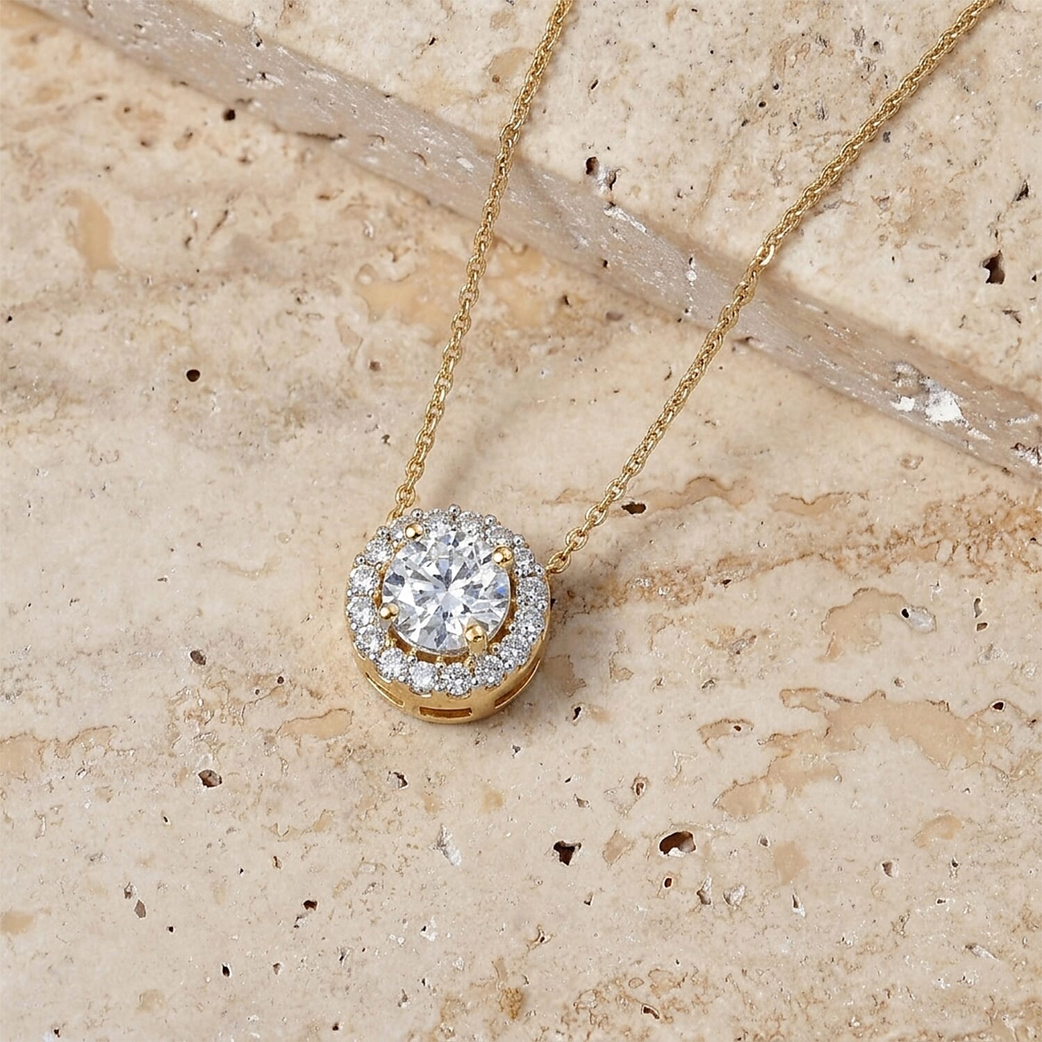 Luxuriant - Lab Grown Diamond (SI-G-H) Pendant with Chain (Size 20) in 18K Vermeil Yellow Gold Plated Sterling Silver 1.26 Ct.