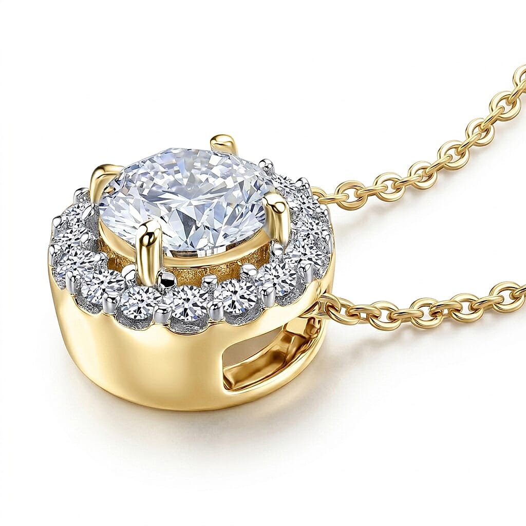 Luxuriant - Lab Grown Diamond (SI-G-H) Pendant with Chain (Size 20) in 18K Vermeil Yellow Gold Plated Sterling Silver 1.26 Ct.