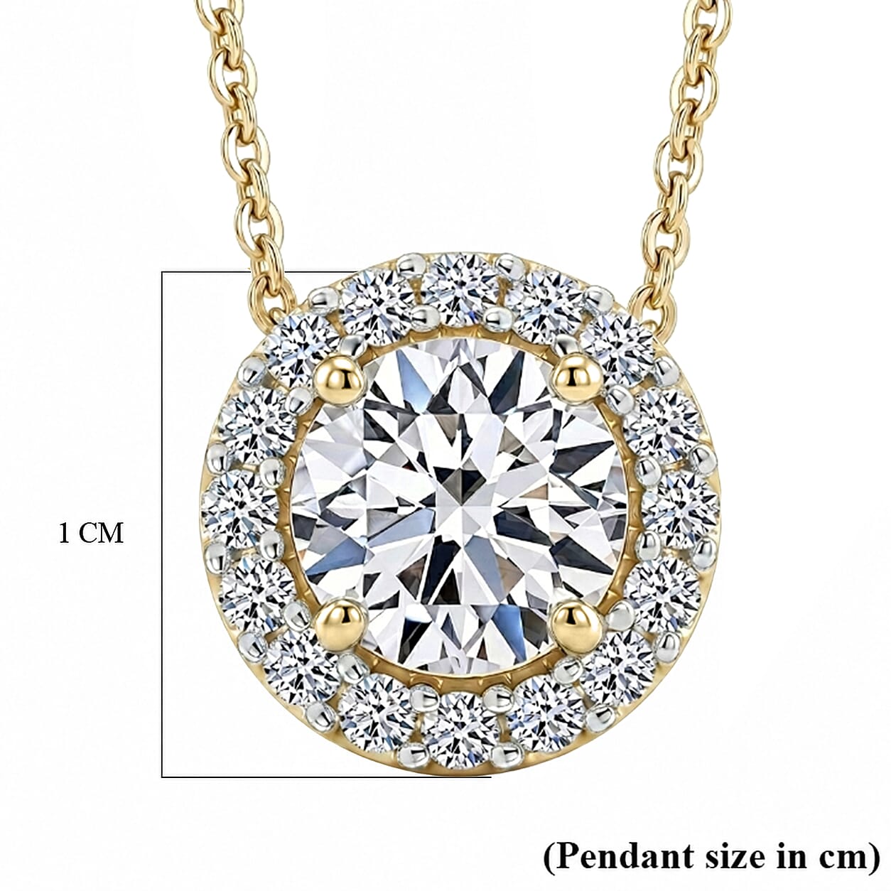 Luxuriant - Lab Grown Diamond (SI-G-H) Pendant with Chain (Size 20) in 18K Vermeil Yellow Gold Plated Sterling Silver 1.26 Ct.