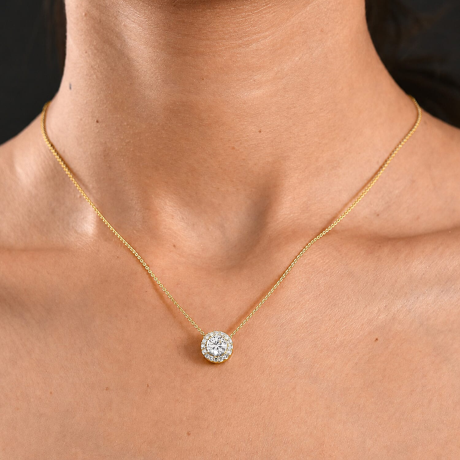 Luxuriant - Lab Grown Diamond (SI-G-H) Pendant with Chain (Size 20) in 18K Vermeil Yellow Gold Plated Sterling Silver 1.26 Ct.