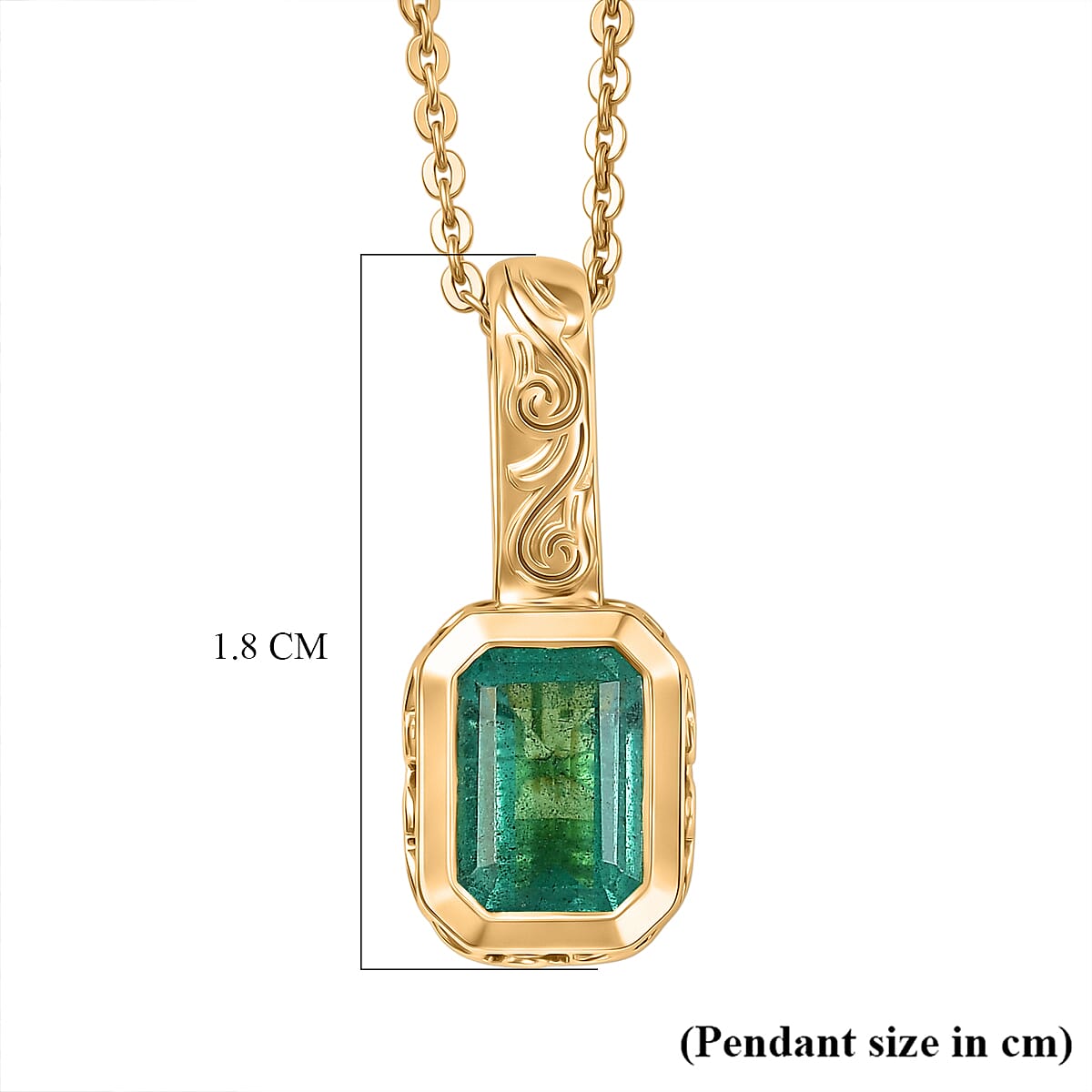 GP Family Legacy Italy - AAA Gemfields Zambian Emerald & Blue Sapphire Pendant with Chain (Size 20) in 18K Gold Vermeil Sterling Silver 1.12 Ct.
