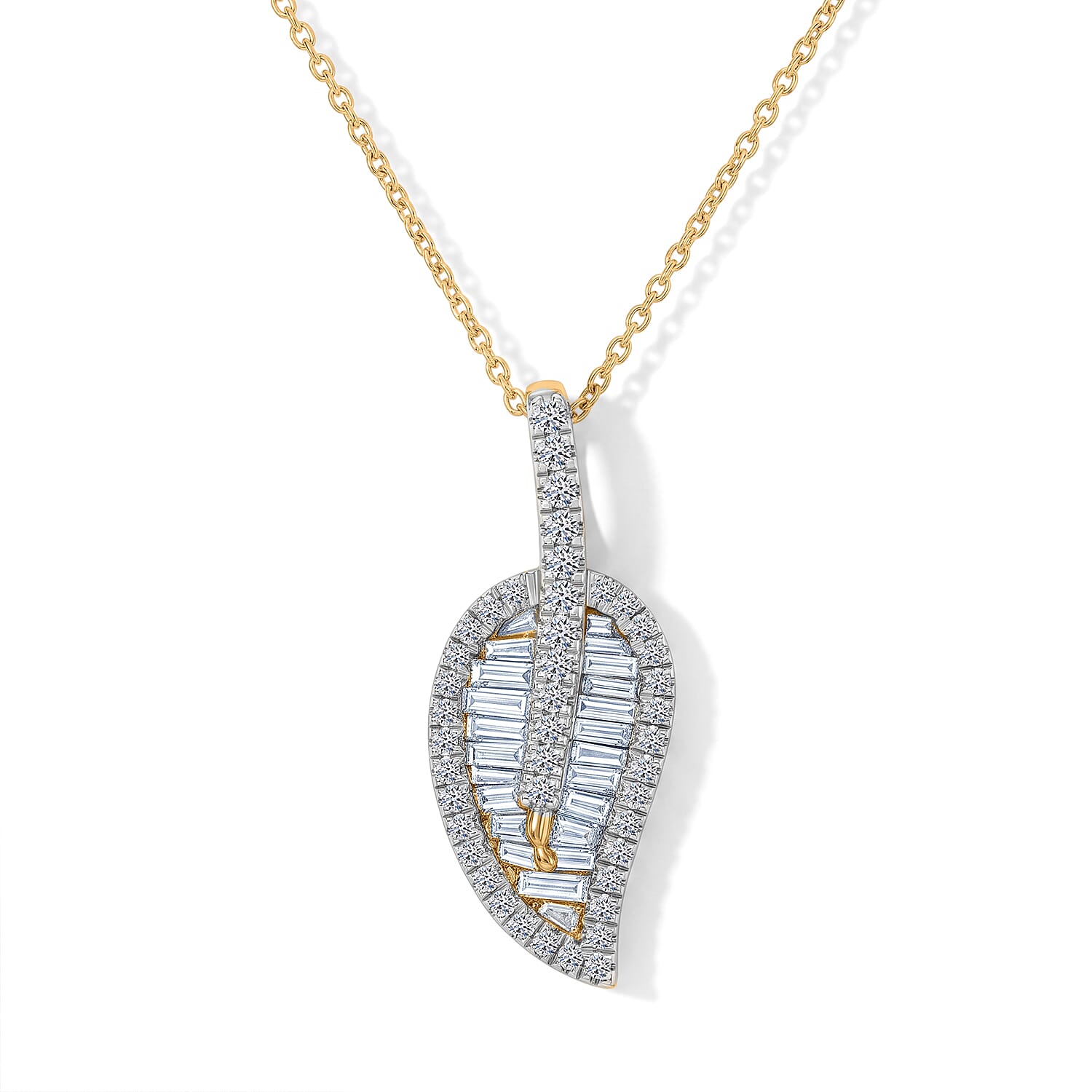 Lab Grown Diamond Pendant with Chain (Size 20) in 18K YG Vermeil Sterling Silver 0.95 ct  Silver Wt. 5.2 Gms  1.574  Ct.