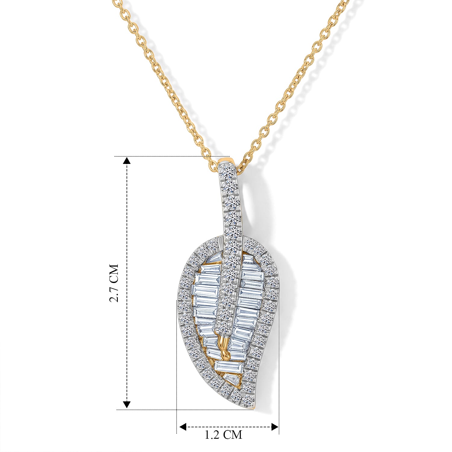Lab Grown Diamond Pendant with Chain (Size 20) in 18K YG Vermeil Sterling Silver 0.95 ct  Silver Wt. 5.2 Gms  1.574  Ct.
