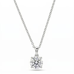 LUXURIANT 2 Ct. Lab Grown Diamond Oval-Cut Solitaire Pendant with Chain (Size 20) in Rhodium Overlay Sterling Silver, SGL Certified (SI-G-H)