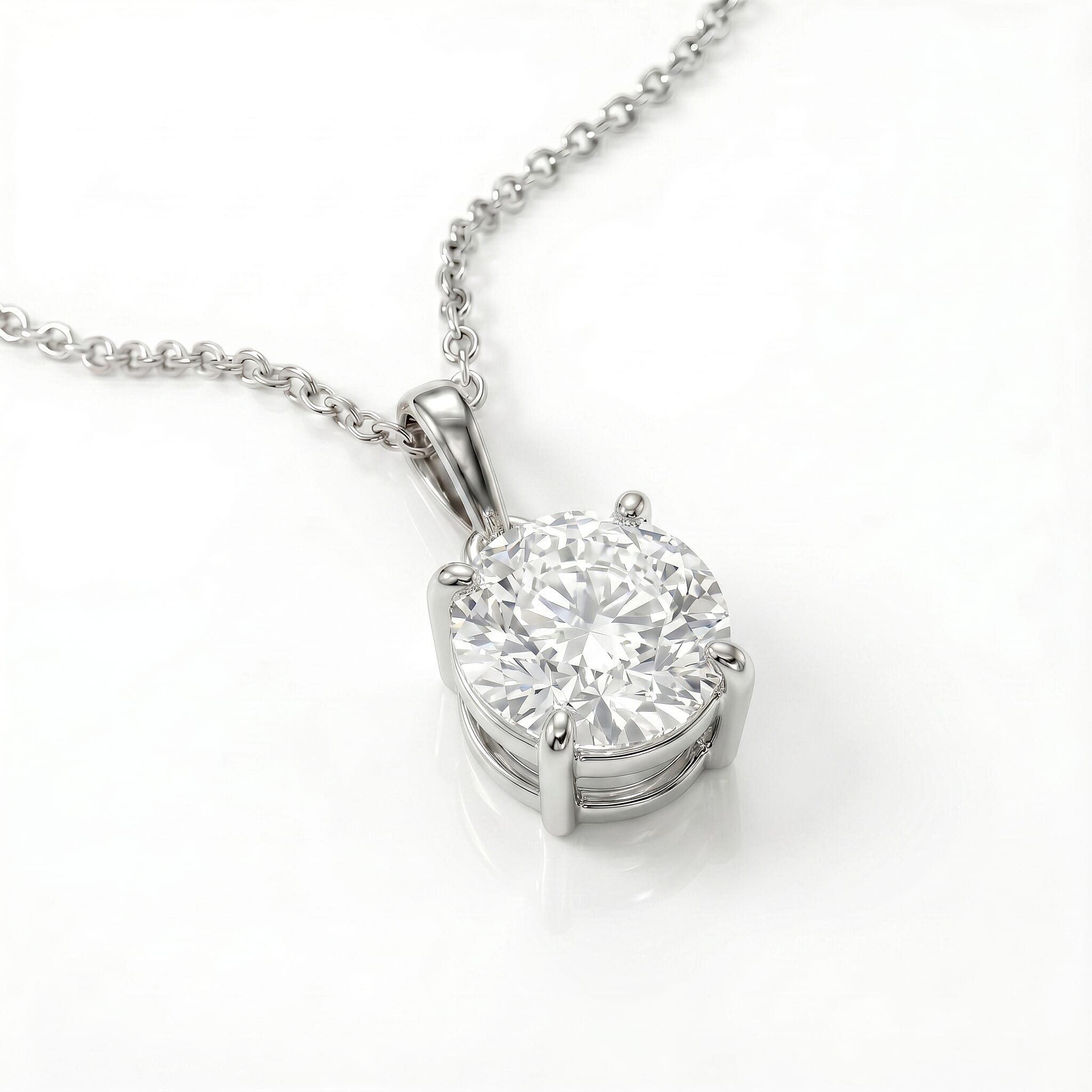 Luxuriant - SGL Certified Lab Grown Diamond (SI-G-H) Pendant with Chain (Size 20) in Rhodium Overlay Sterling Silver 2.00 Ct.