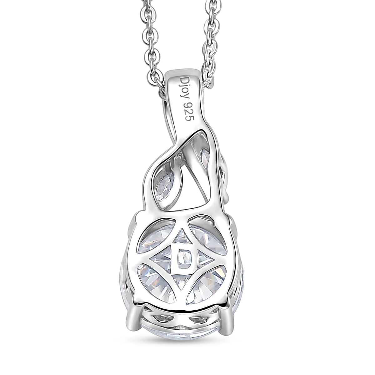 Moissanite Pendant with Chain (Size 20) in Rhodium Overlay Sterling Silver 0.24 ct  1.940  Ct.