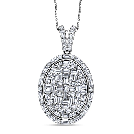 Royal Bali Collection - D'Joy Moissanite Pendant with Chain (Size 20) in Rhodium Overlay Sterling Silver 3.20 Ct.