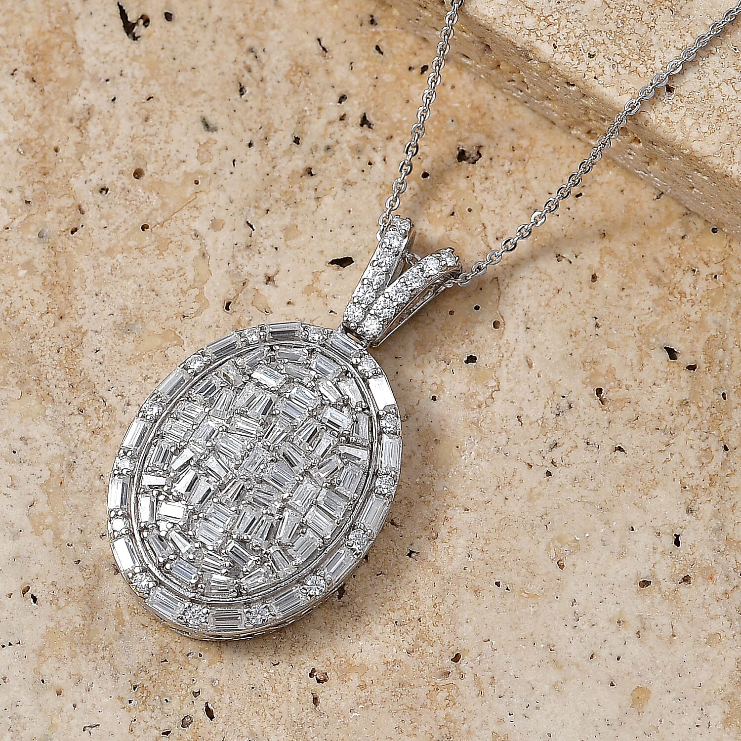 Royal Bali Collection - D'Joy Moissanite Pendant with Chain (Size 20) in Rhodium Overlay Sterling Silver 3.20 Ct.