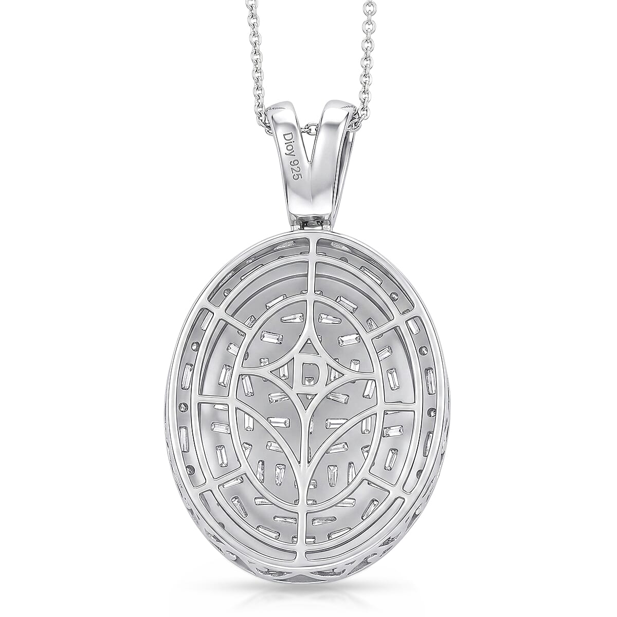 Royal Bali Collection - D'Joy Moissanite Pendant with Chain (Size 20) in Rhodium Overlay Sterling Silver 3.20 Ct.