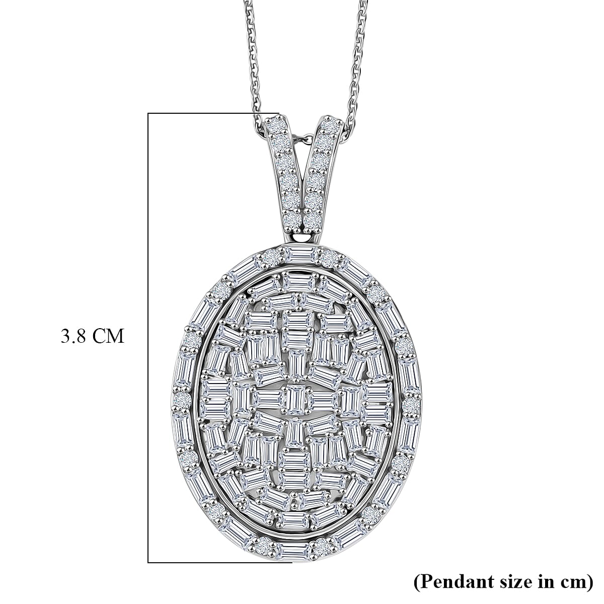 Royal Bali Collection - D'Joy Moissanite Pendant with Chain (Size 20) in Rhodium Overlay Sterling Silver 3.20 Ct.