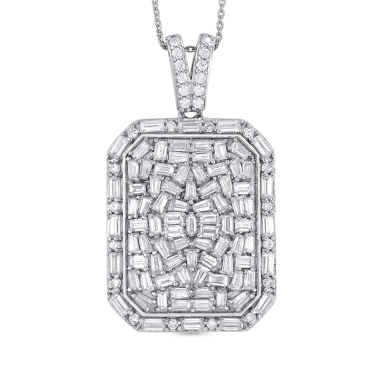 Royal Bali Collection - D'Joy Moissanite Pendant with Chain (Size 20) in Rhodium Overlay Sterling Silver 3.70 Ct.