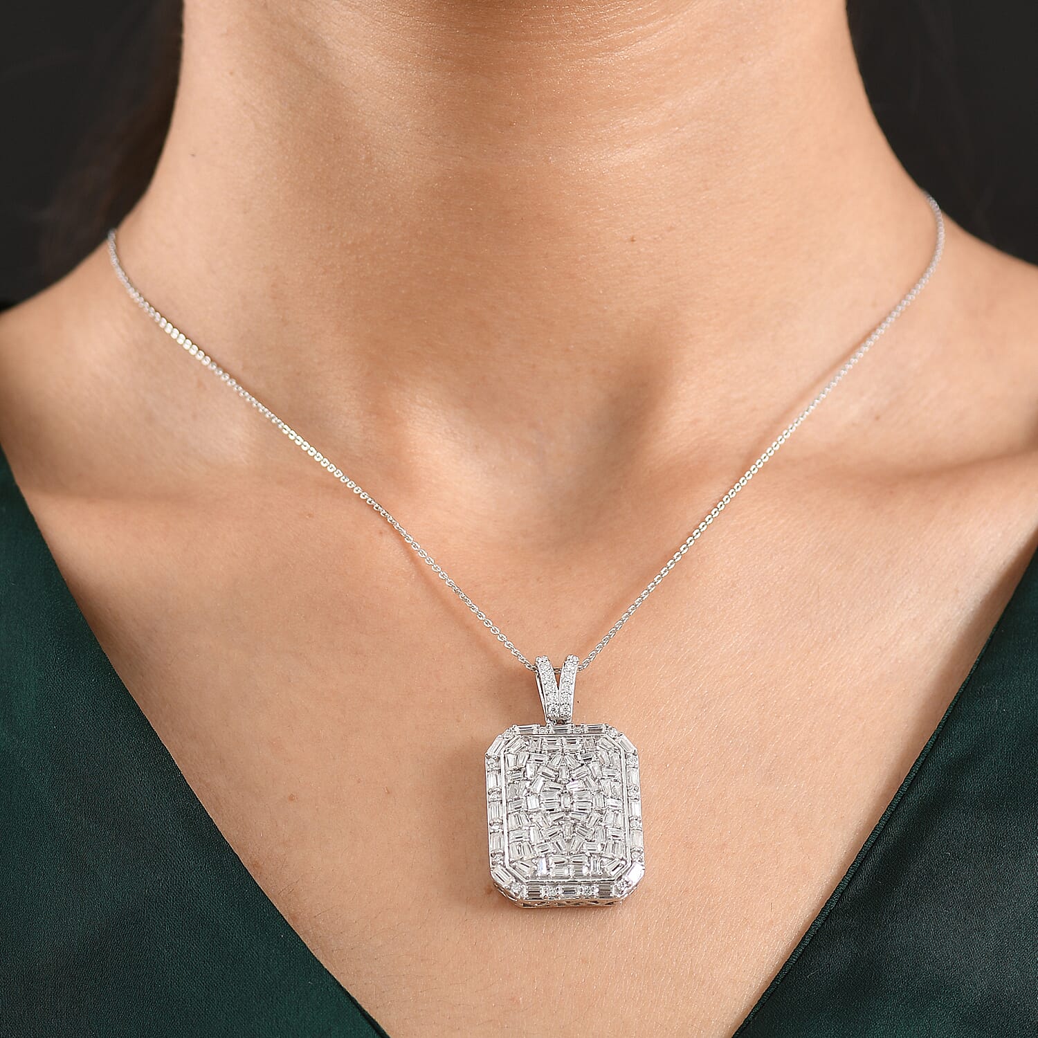 Royal Bali Collection - D'Joy Moissanite Pendant with Chain (Size 20) in Rhodium Overlay Sterling Silver 3.70 Ct.