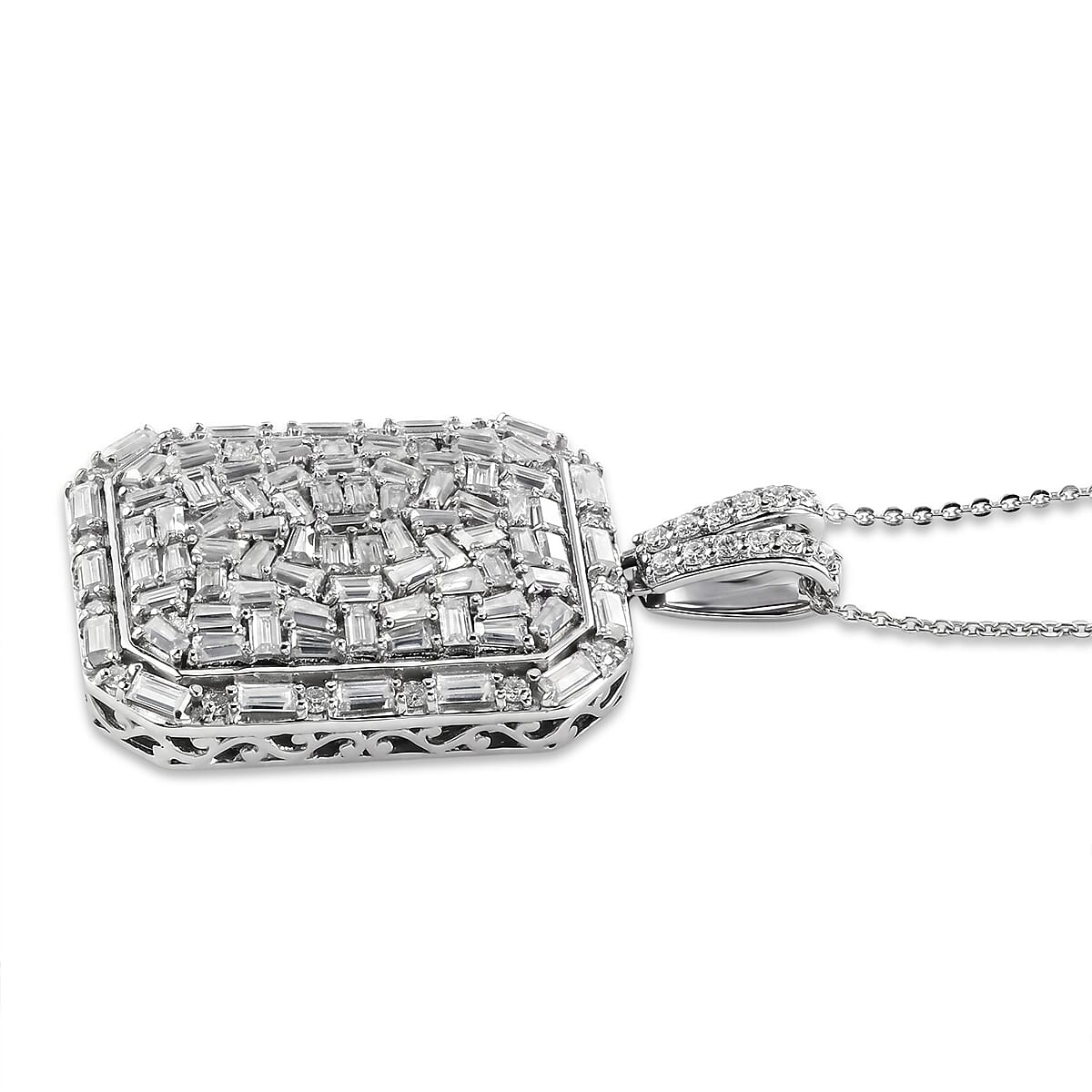 Royal Bali Collection - D'Joy Moissanite Pendant with Chain (Size 20) in Rhodium Overlay Sterling Silver 3.70 Ct.