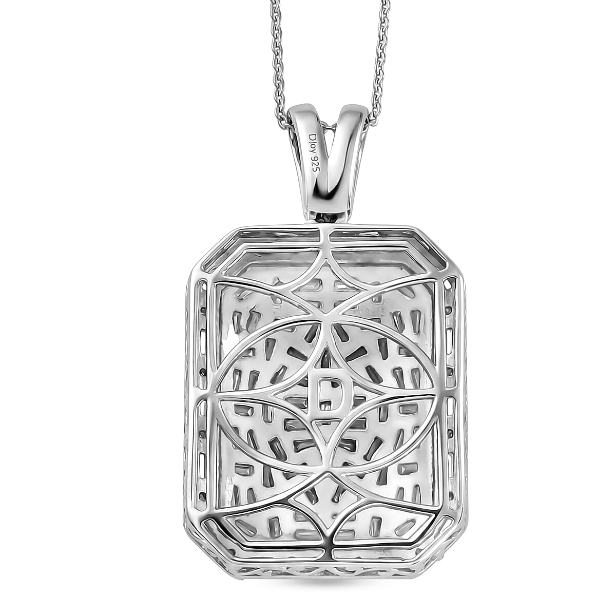 Royal Bali Collection - D'Joy Moissanite Pendant with Chain (Size 20) in Rhodium Overlay Sterling Silver 3.70 Ct.