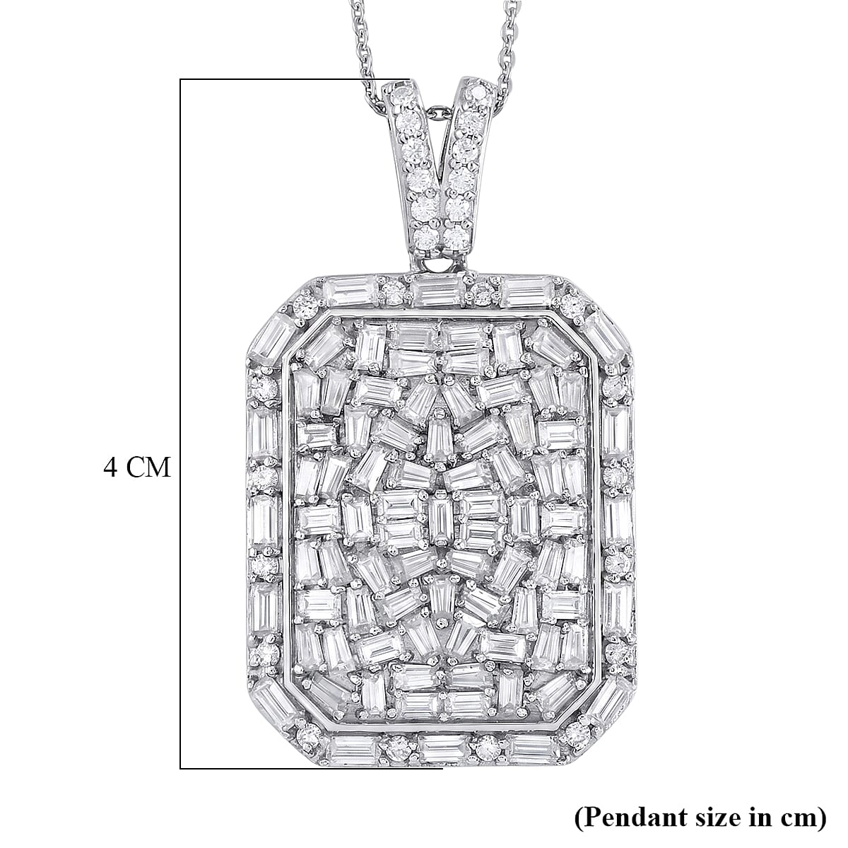 Royal Bali Collection - D'Joy Moissanite Pendant with Chain (Size 20) in Rhodium Overlay Sterling Silver 3.70 Ct.