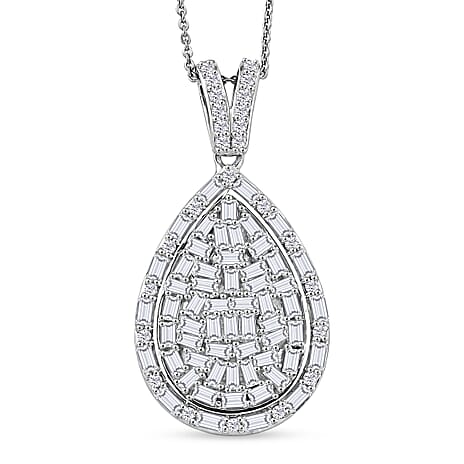 Royal Bali Collection - D'Joy Moissanite Pendant with Chain (Size 20) in Rhodium Overlay Sterling Silver 2.75 Ct.