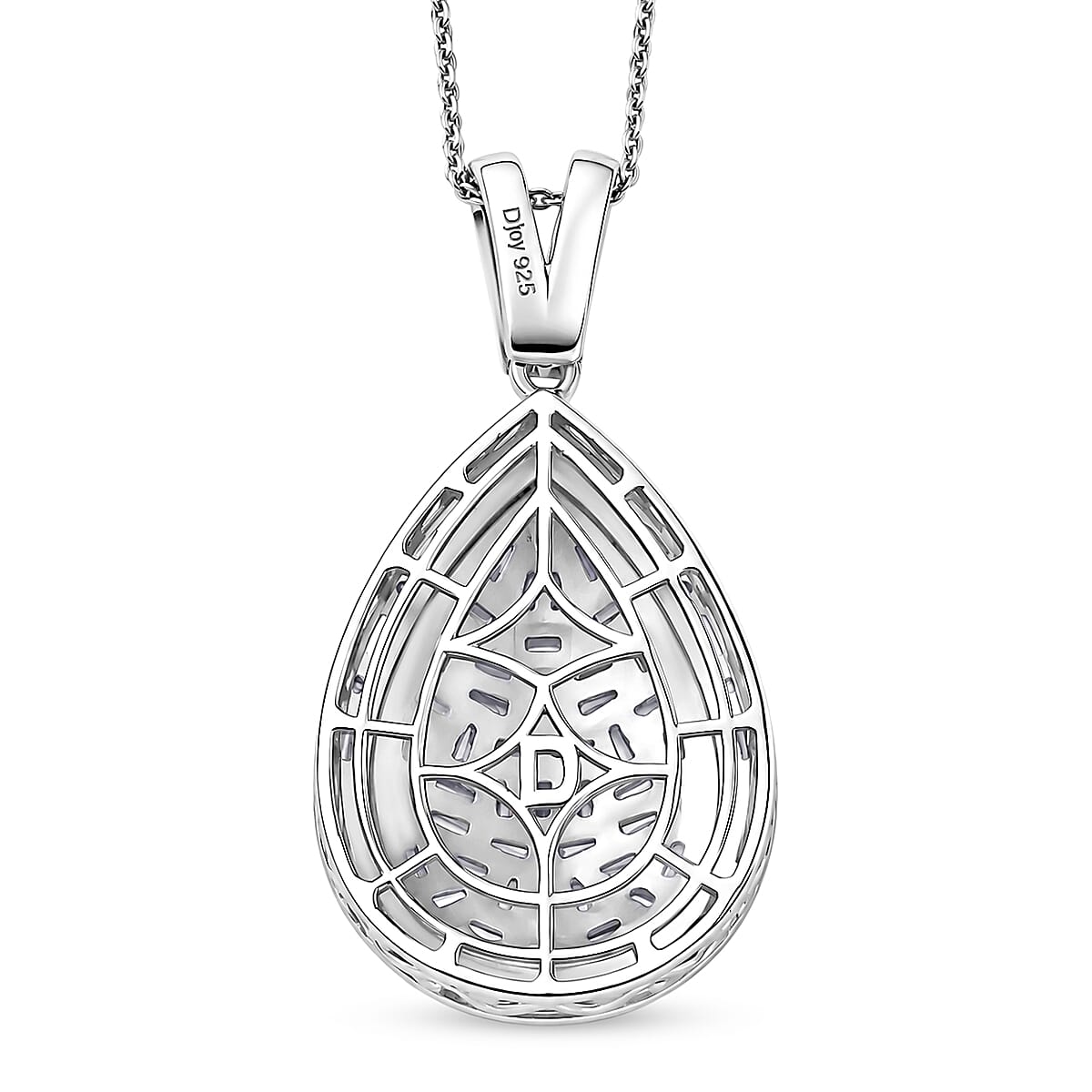 Royal Bali Collection - D'Joy Moissanite Pendant with Chain (Size 20) in Rhodium Overlay Sterling Silver 2.75 Ct.