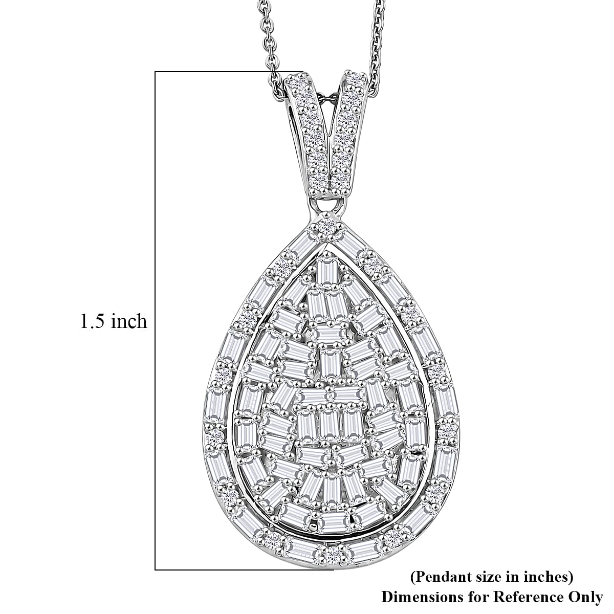 Royal Bali Collection - D'Joy Moissanite Pendant with Chain (Size 20) in Rhodium Overlay Sterling Silver 2.75 Ct.