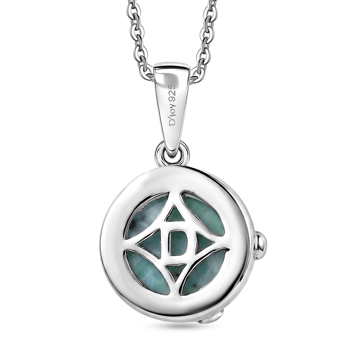 D'Joy - Larimar & White Zircon Pendant with Chain (Size 20) in Platinum Overlay Sterling Silver 2.36 Ct.