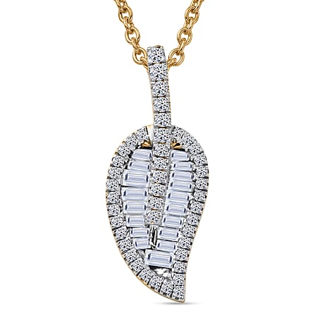 Luxuriant - Lab Grown Diamond (SI-G-H) Leaf Drop Pendant with Chain (Size 20) in 18K Vermeil Yellow Gold Plated Sterling Silver 1.50 Ct.