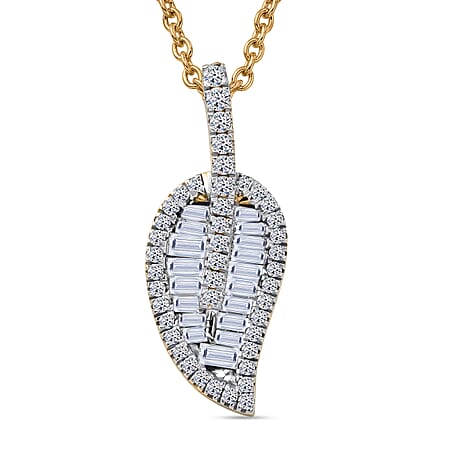 Luxuriant - Lab Grown Diamond (SI-G-H) Leaf Drop Pendant with Chain (Size 20) in 18K Vermeil Yellow Gold Plated Sterling Silver 1.50 Ct. Luxuriant - Lab Grown Diamond (SI-G-H) Leaf Drop Pendant with Chain (Size 20) in 18K Vermeil Yellow Gold Plated Sterling Silver 1.50 Ct.