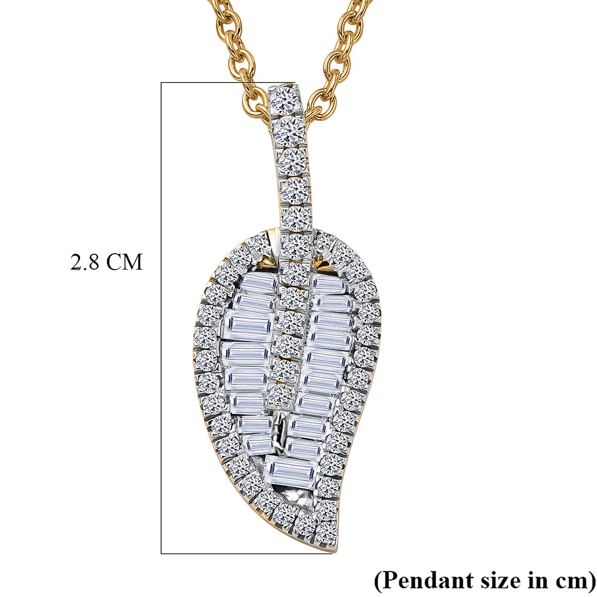 Luxuriant - Lab Grown Diamond (SI-G-H) Leaf Drop Pendant with Chain (Size 20) in 18K Vermeil Yellow Gold Plated Sterling Silver 1.50 Ct.