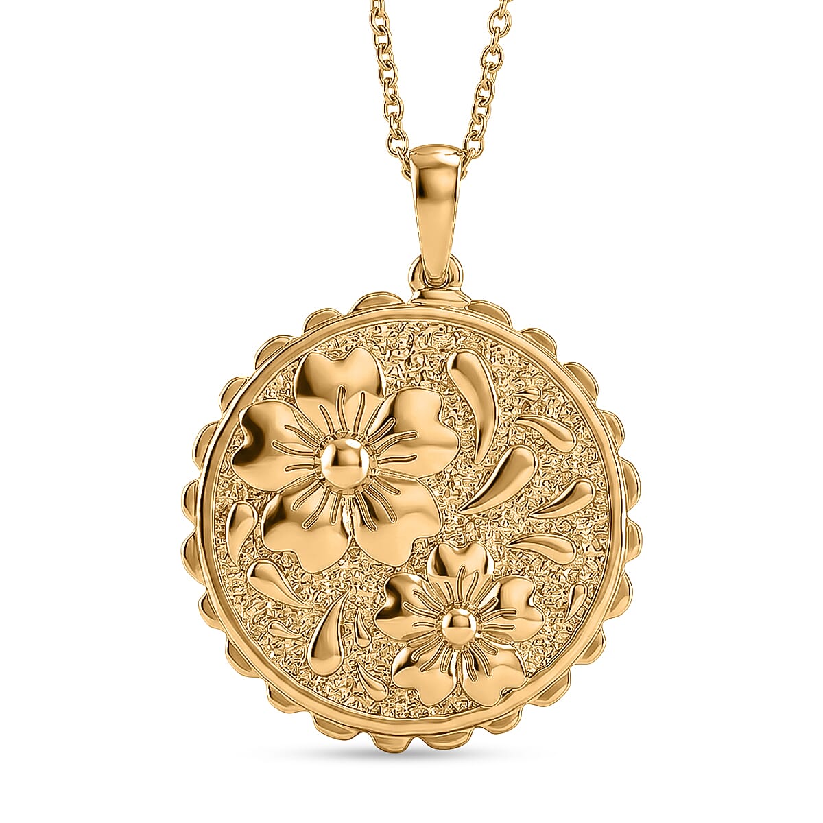 EverTrue Bronzella Collection - Floral Pendant with Chain (Size 20) in 18K Gold Plating