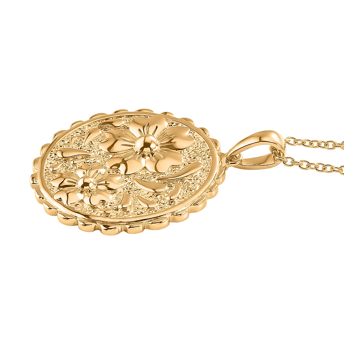 EverTrue Bronzella Collection - Floral Pendant with Chain (Size 20) in 18K Gold Plating